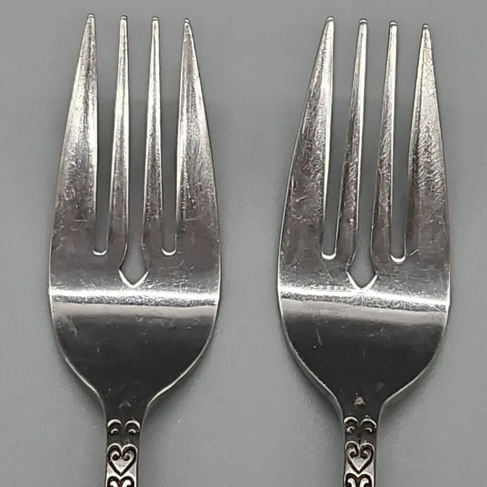 Interpur Salad Forks Brown Wood-Tone Handle Stainless Japan Flatware Set/2